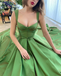 Newest Spaghetti Strap A-line Satin Simple Long Prom Dresses, PDS0191