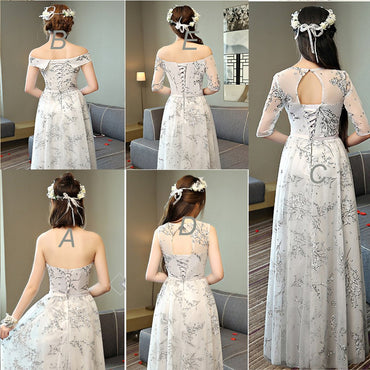 Sweetheart Different Style Floral Chiffon Long Bridesmaid Dresses,Wedding Party Dresses,WGY0185