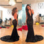 Black Mermaid Sequin With Small Train Deep V Neck Prom Dress, Evening Dress,PDY0131