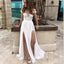 Cap Sleeves Simple Slit Most Popular Lace Chiffon Inexpensive Wedding Party Dresses, WDY0110