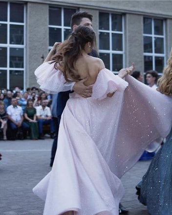 Sparkly A-Line Pink Sequins Sweetheart Long Cheap Sparkle EveningParty Prom Dresses with Sleeves, PDS0049