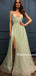 Simple V-Neck Tulle Side Slit Prom Dress Bridal Dress,Party Dresses,PDY0322