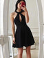 A-Line High Neck Black Homecoming Dress ,Short Prom Dresses,BDY0363