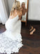 Gorgeous Straps V-neck White Lace Long Side Slit Wedding Dresses, Bridal Dress WDY0168