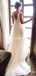 V-neck Ivory Tulle A-line Long Cheap Beach Wedding Dresses, WDS0036