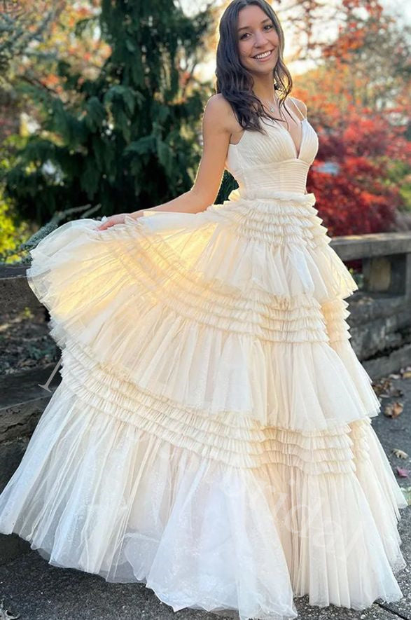 Elegant V-neck  Sleeveless Simple A-line Long Prom Dress,PDS1045