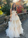 Elegant V-neck  Sleeveless Simple A-line Long Prom Dress,PDS1045