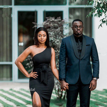 Elegant One shoulder Side slit Simple Long Sheath Dressess, BDS0294