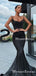 Hot Selling Elegant Charming Simple Spaghetti Strap Black Satin Long Cheap Mermaid Prom Dresses, TYP0120