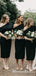 Elegant One-Shoulder Black Mermaid Long Cheap Bridesmaid Dresses, BDS0081
