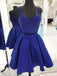 V Neck Beaded Royal Blue Two Piece Homecoming Dresses 2018, BDY0314