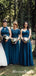 Mismatched Red & Blue Chiffon A-line Long Cheap Bridesmaid Dresses, BDS0085