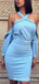 Fahsion Light Blue Long Sleeves Charming Short Cheap Homecoming Dresses, HDS0001