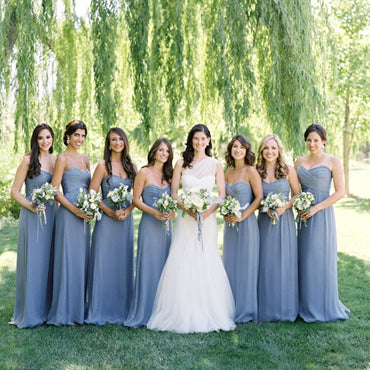 Long Sweetheart Strapless Dark Gray Wedding Party Dresses ,Bridesmaid Dresses,WGY0143