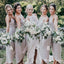 Mismatched Grey Halter Double Fdy A-line Long Cheap Bridesmaid Dresses, BDS0074
