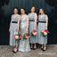 Newest Sleeveless Charming V-neck Grey Tulle Tea-Length Cheap Bridesmaid Dresses, TYP0104