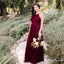 Simple Charming Burgundy Halter Sleeveless Chiffon Long Cheap Bridesmaid Dresses, TYP0075