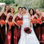 Charming Spaghetti Strap Red Satin Mermaid Long Cheap Wedding Bridal Bridesmaid Dresses, BDS0015