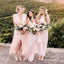 Mismatched Charming Pink Chiffon A-line Long Cheap Bridesmaid Dresses, BDS0065