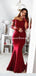 Long Sleeve Lace Mermaid Burgundy Long Bridesmaid Dresses Online, WGY0223
