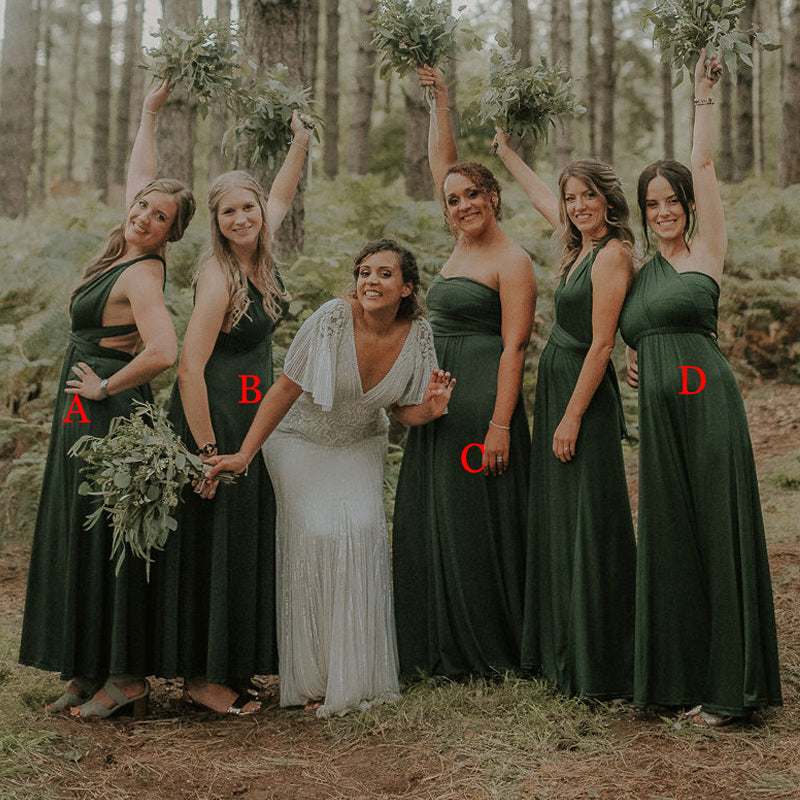Mismatched Simple Green Jersey Long Cheap Bridesmaid Dresses, BDS0119