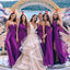 Mismatched Purple Chiffon A-line Long Cheap Bridesmaid Dresses, BDS0088
