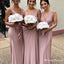 Charming Simple V-neck Dusty Pink Jersey Long Cheap Bridesmaid Dresses, BDS0044