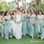 Mismatched Mint Chiffon A-line Long Cheap Bridesmaid Dresses, BDS0073