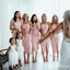 Charming Spaghetti Strap Pink Satin Tea-length Cheap Bridesmaid Dresses, BDS0018