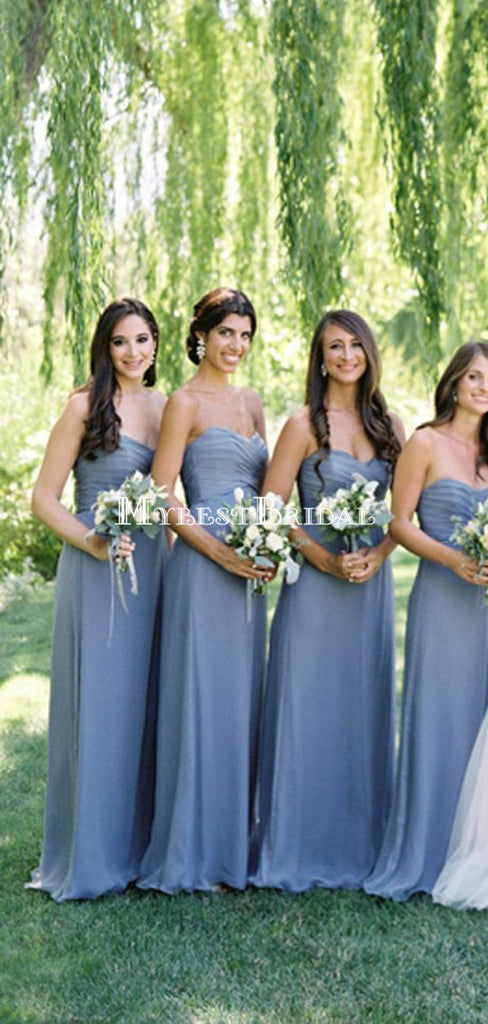 Long Sweetheart Strapless Dark Gray Wedding Party Dresses ,Bridesmaid Dresses,WGY0143