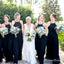 Simple Halter Strap Black Chiffon A-line Long Cheap Bridesmaid Dresses, BDS0084