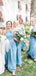 Mismatched Blue Side Slit Mermaid Ankle Length Cheap Bridesmaid Dresses, BDS0110