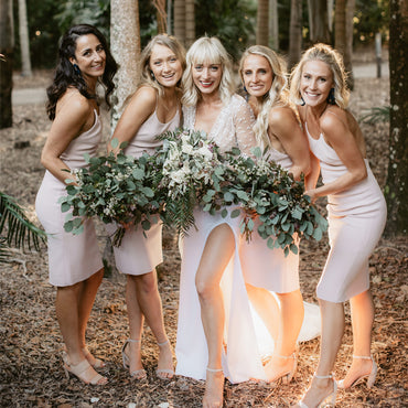 Spaghetti Strap Blush Pink Mermaid Keen Length Cheap Bridesmaid Dresses, BDS0103