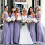 New Arrival Sweetheart Levander Chiffon A-line Long Cheap Bridesmaid Dresses, BDS0067