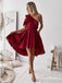 A-Line One-Shoulder High Low Burgundy Lace Homecoming Dresses with Ruffles, TYP0023