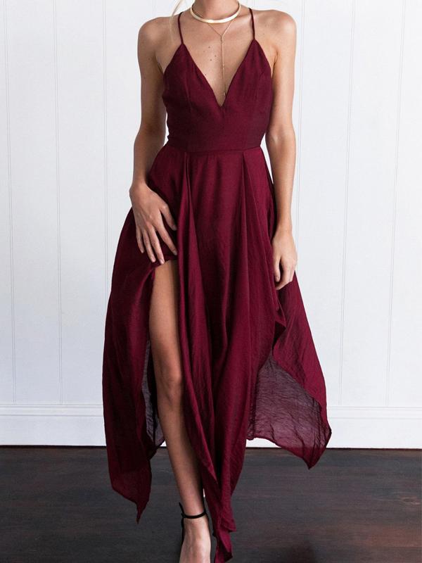 Simple Dark Red High How Side Slit Cheap Homecoming Dresses 2018, BDY0320