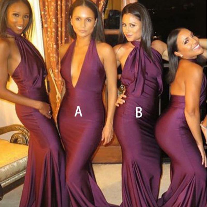 Sexy Mismatched Burgundy Mermaid Long Bridesmaid Dresses Online, WGY0321