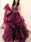 V-neck Beaded Long Prom Dresses, Popular Ball Gown, Prom Dresses, BG0447