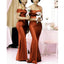 Burnt Orange Mermaid One Shoulder Cheap Long Bridesmaid Dresses,BDS0181