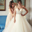 Simple Ivory A-line V-neck Spaghetti Straps Beaded Wedding Party Dresses, WDY0115