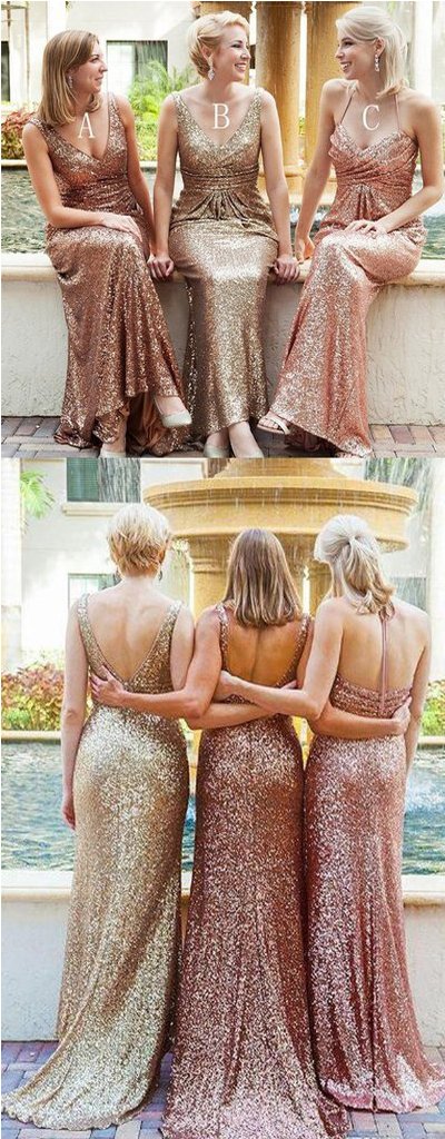 Popular Mismatched Long Sequin Bridesmaid Dresses for Wedding Party,Bridesmaid Gown,WGY0169