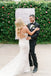 Elegant V-neck Off-White Lace Mermaid Charming Long Cheap Wedding Dresses, WDS0001