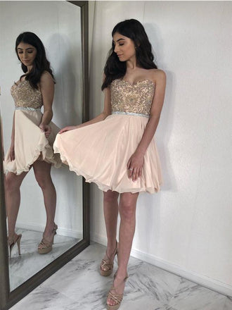 Stunning Sweetheart Lace Beaded Short Cheap Homecoming Dresses Online, BDY0273