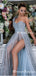 Newest Charming Sparkly One-Shoulder Sleeveless Beaded Side Slit Long Cheap Prom Dresses, PDS0019