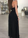 Black Halter Prom Dresses, Side Slit Prom Dresses, Appliques Prom Dresses, Prom Dresses, BG0401