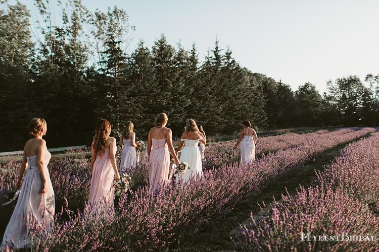 Charming Simple Pink Chiffon A-line Long Cheap Floor-Length Bridesmaid Dresses, BDS0037