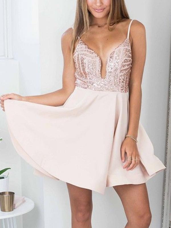 Cheap Simple Sparkly Sequin Sexy Cute Homecoming Dresses 2018, BDY0186