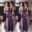 Purple Chiffon Side Slit Long Evening Prom Dresses, bridesmaid dresses,Wedding Party Dresses,WGY0126