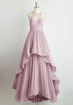 Simple Design Long A-line Tulle Prom Dresses, Romantic Country Wedding Dresses , BG0353