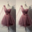 Charming One Shoulder Tulle Cute Short Prom Dress With Belt, Homecoming Dress,BDY0157